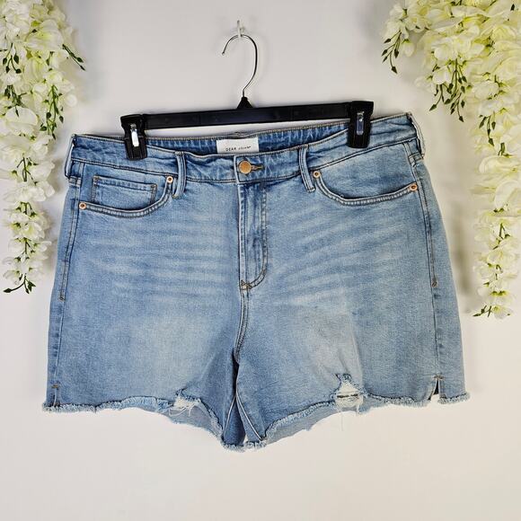 Dear John Julian Shorts High Rise Light Wash Distressed Raw Hem Denim Size 33 - Picture 1 of 13